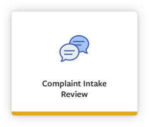 Service Card: Complaint Intake Review. Click to view service description.